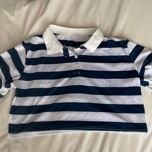 stripped collared crop top